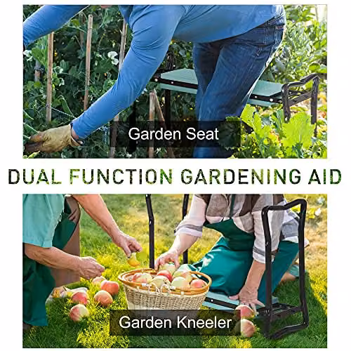 Outsunny 2-in-1 Foldable Garden Kneeler and Seat Bench, Green – 3