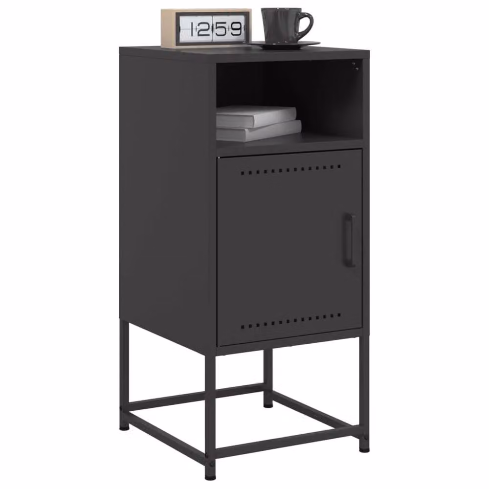 Berkfield Home Durable Metal Bedside Cabinets, 2 Pack, Black, W/D/H: 36 x 39 x 78 cm – 4