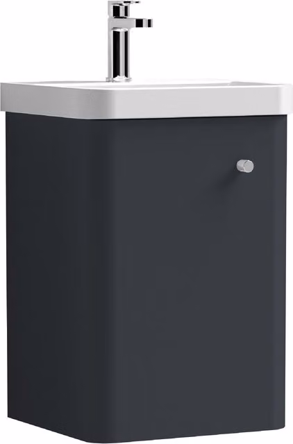 Balterley Wall Hung 1 Door Modern Bathroom Vanity Unit with Ceramic Sink, Dark Grey, Width: 40 cm – 1
