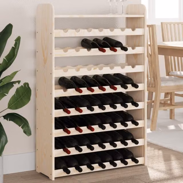 Berkfield Home Rustic Solid Wood Pine Wine Rack with Top Board, Brown, W/D/H: 72.5 x 25 x 111.5 cm – 1