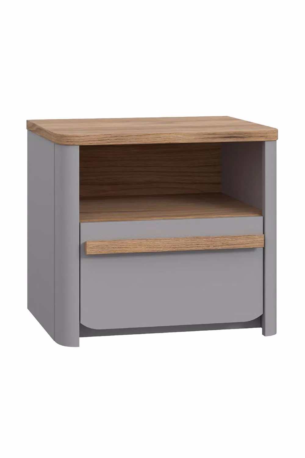 FWStyle Matt Grey and Oak Bedside Table with Deep Drawer – 2