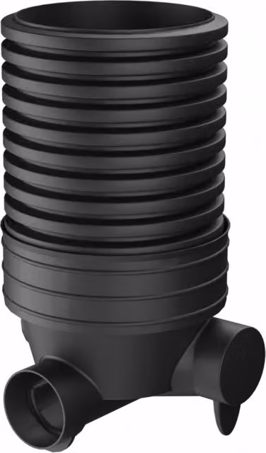 Turtle Inspection Chamber Set, Black, Diameter: 45 cm, Depth: 104 cm, with 15 cm Channel and 15 cm Inlets