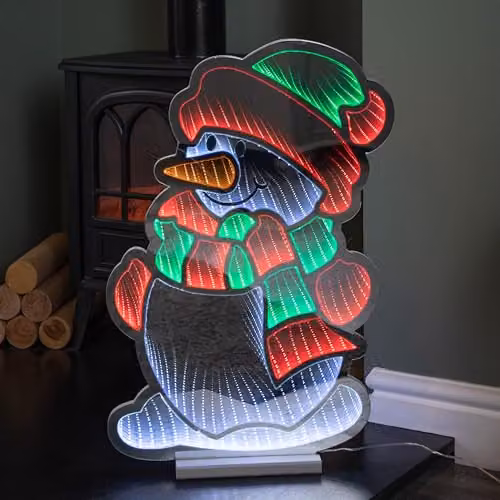 Samuel ALEXANDER 60cm Light up Snowman Infinity Christmas Tabletop Decoration with Red, White and Green Multicolour LEDs – 1