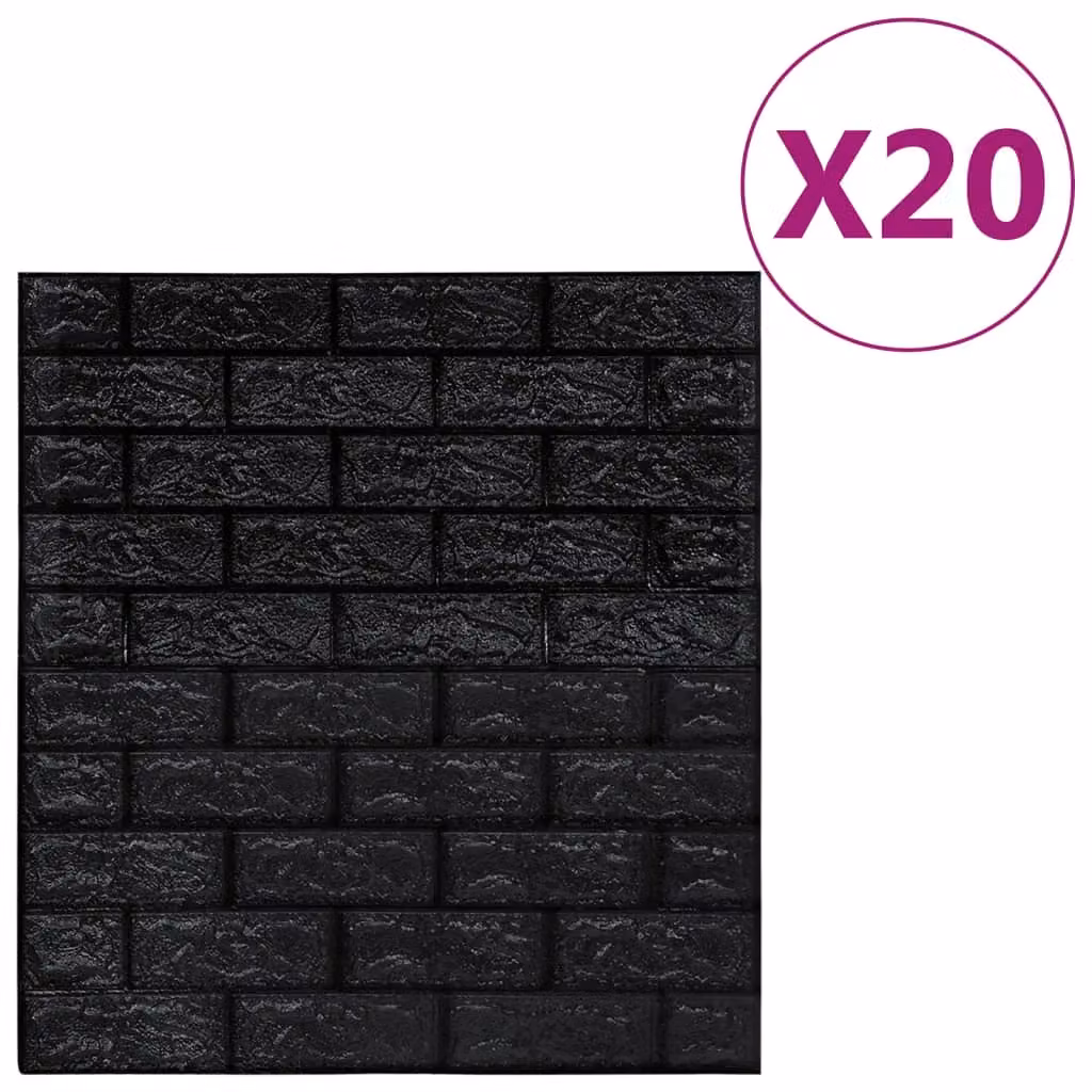 Berkfield Home 3D Self-adhesive Brick Wallpaper, 20 Pieces, Black – 2