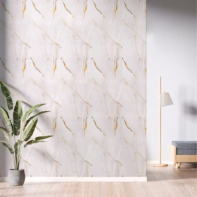 Komore 10 Piece Abstract Faux Marble Peel-and-Stick Wall Stickers in White, Gold and Black