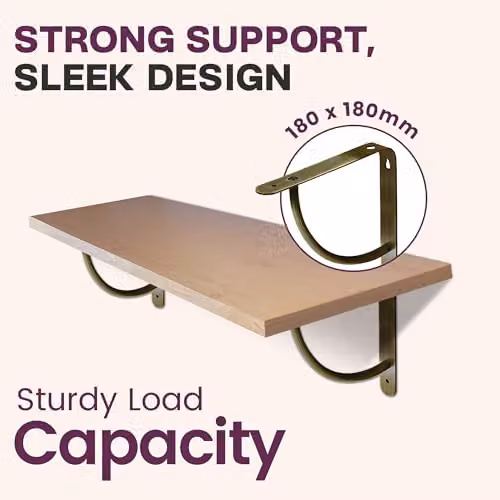 RBUK Set of 4 Brushed Brass Cove Metal Shelf Brackets, W/D/H: 18 x 18 x 18 cm – 2
