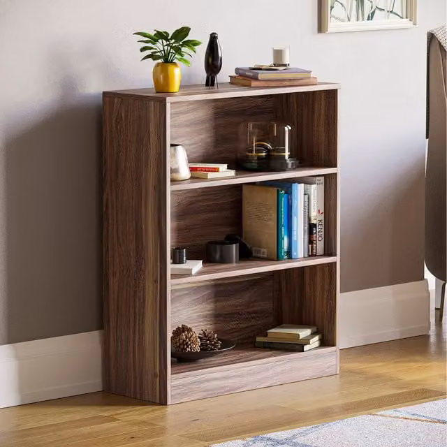 Vida Designs Cambridge Modern Walnut Bookcase with 3 Shelves