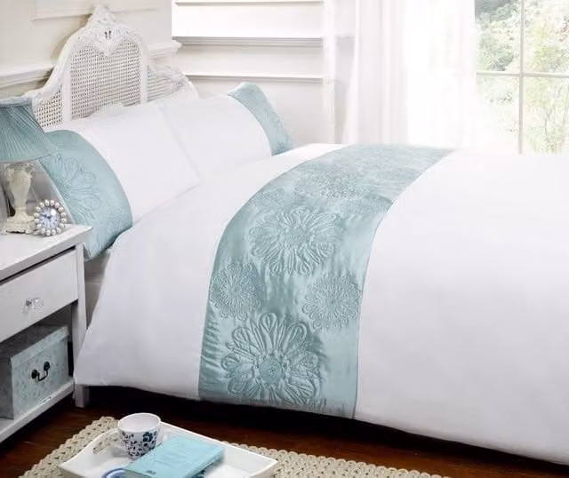 Rapport Home Blue and White Floral Polyester Duvet Cover and Pillowcase Set, W/D/H: 200 x 200 cm and 50 x 75 cm