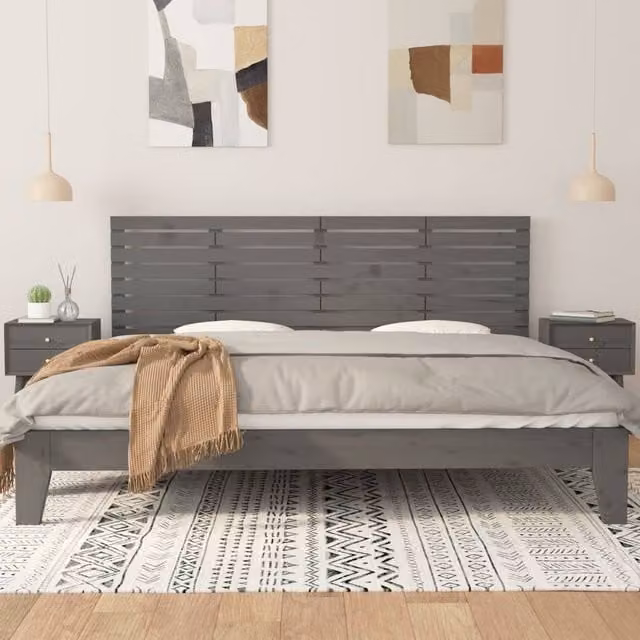 Berkfield Home Grey Solid Wood Pine Wall Headboard, W: 206 cm, D: 3 cm, H: 63 cm – 1