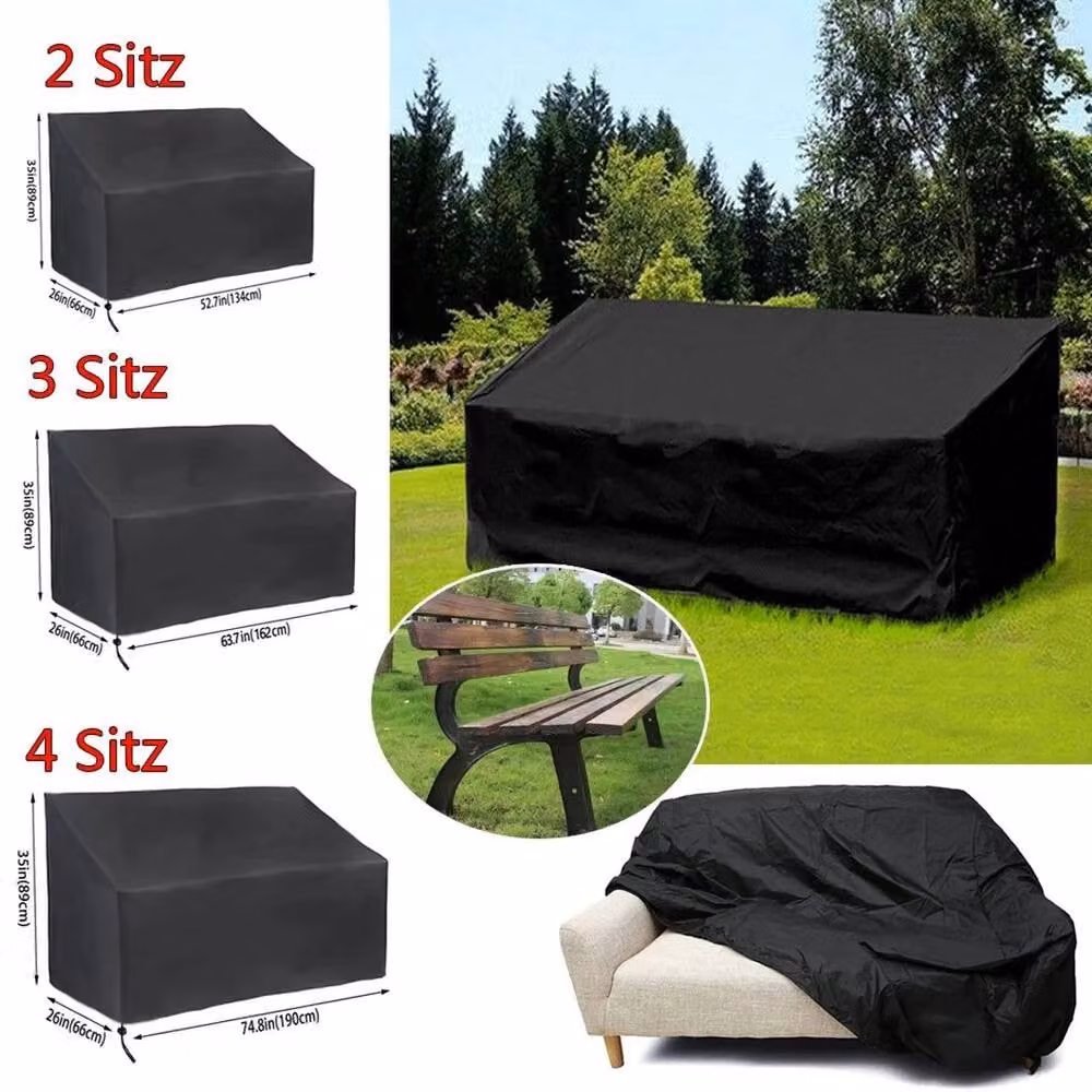 Kelvenix Waterproof Black Polyester Garden Bench Cover W: 162 cm, D: 66 cm, H: 89 cm – 5