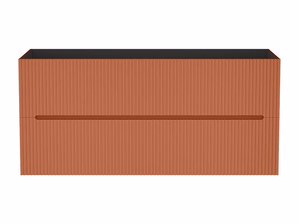 PAVANI Terracotta Ribbed Wall-Hung Vanity Unit, Orange, W: 120 cm, D: 45.5 cm, H: 55 cm – 2