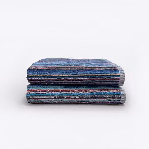 Odyssey Recycled Cotton Bath Towel Set, Multicolour Striped, 2 x 70 x 120 cm – 1
