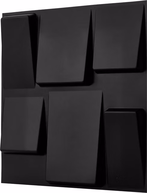 NOVECRAFTO Geometric Square 3D Wall Panels in Matte Black with Adhesive Included, 10 Pack