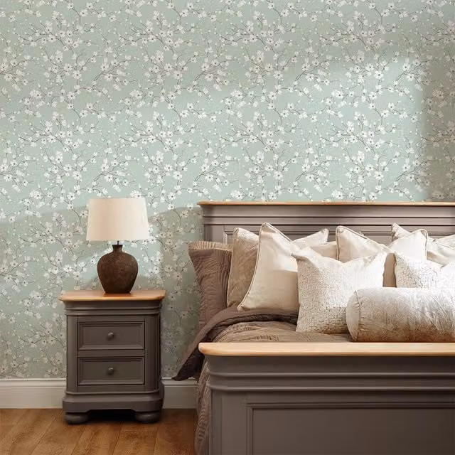 I Love Wallpaper Spring Blossom Botanical Floral Wallpaper in Green