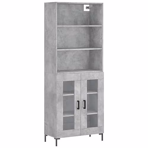 vidaXL Industrial Highboard in Concrete Grey with Glass Doors, W/D/H: 69.5 x 34 x 180 cm – 1