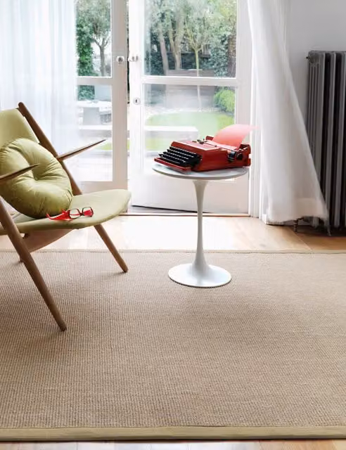 Asiatic Beige Sisal, Jute and Cotton Rectangular Flat Weave Rug