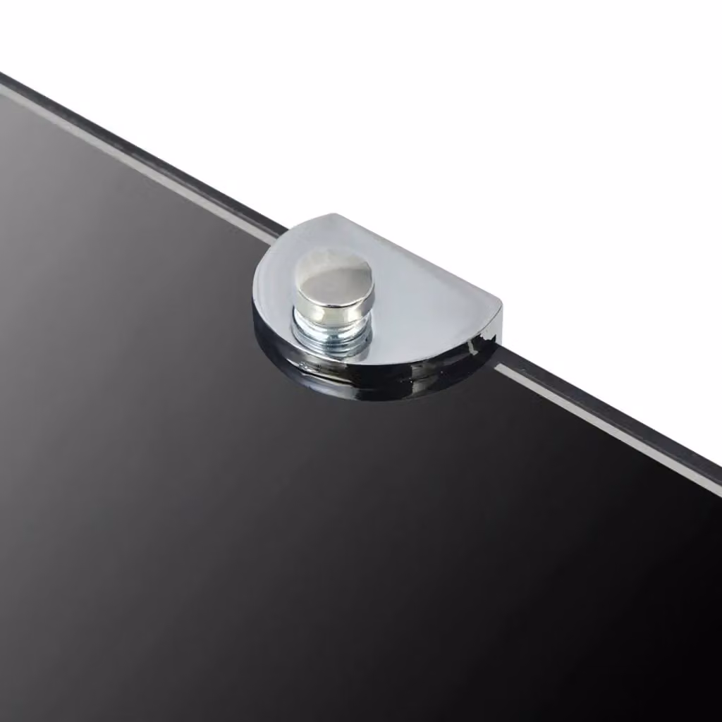 Berkfield Home Set of 2 Black Glass Corner Shelves with Chrome Metal Supports, W/D: 25 x 25 cm – 4