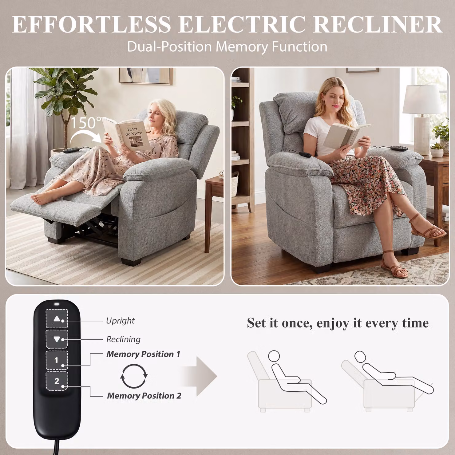 HOMCOM Power Recliner Armchair with Massage and Heat in Light Grey Velvet Fabric – 5