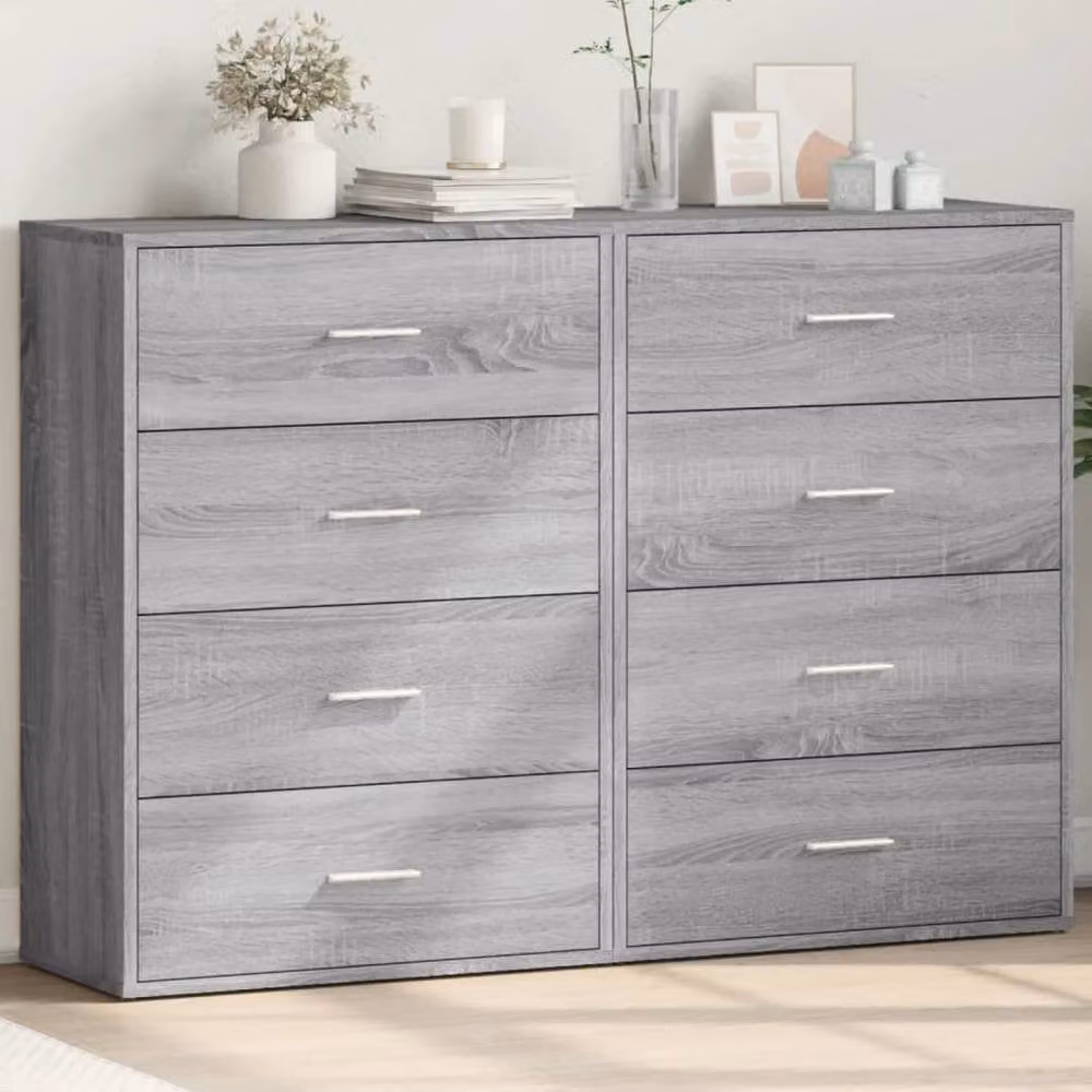 Berkfield Home Set of 2 Grey Sonoma Sideboards, W/D/H: 60 x 31 x 84 cm