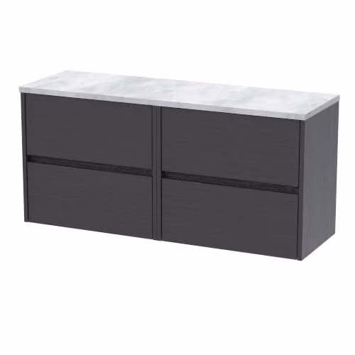 Balterley Modern Wall Mounted Bathroom Vanity Unit with Soft Close Doors and Internal Drawers, Grey, W: 120 cm, D: 49.5 cm, H: 56.1 cm – 4