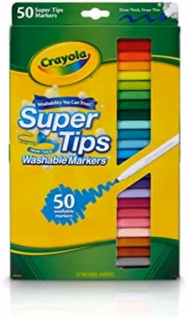 Crayola Washable Super Tips Markers, 50 Count, Multicolour