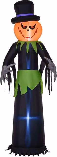 Outsunny 8ft Tall Inflatable Pumpkin Ghost with Hat and LED Lights for Outdoor Halloween Decoration