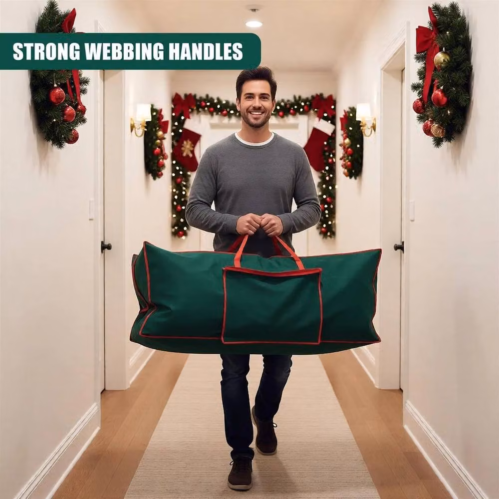 NESTLUNE Large Christmas Tree Storage Bag with Zip Pocket and Handles in Green – 3