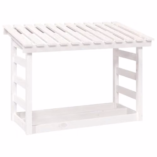 vidaXL White Lacquered Pine Firewood Rack W/D/H: 108 x 64.5 x 78 cm – 2