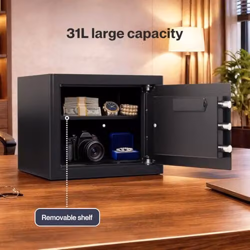 Levede 31L Fireproof Electronic Security Safe Box in Black with Digital Keypad and Keys for Cash and Jewellery Storage – 2