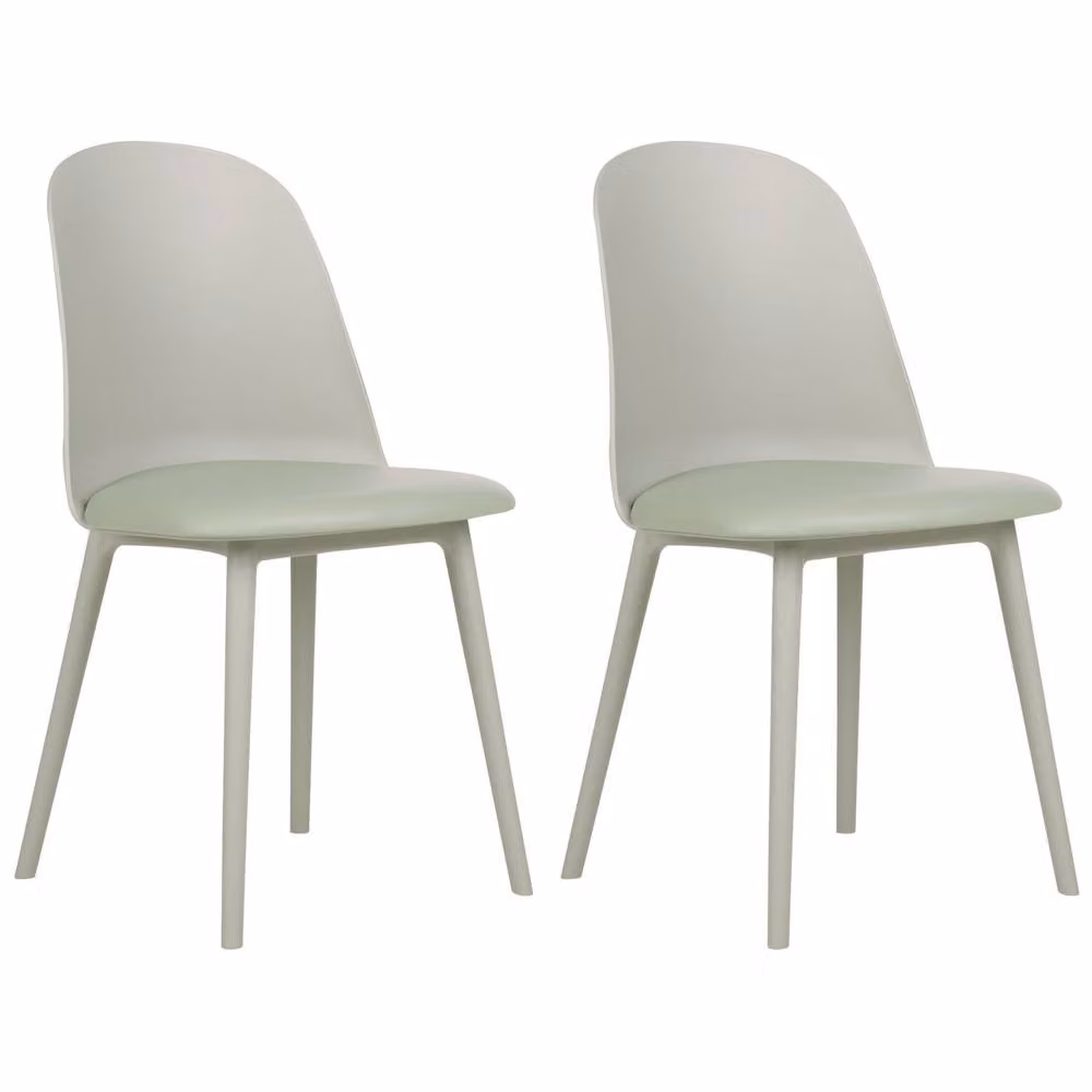 Wyld and Coco Set of 2 Green Faux Leather Padded Dining Chairs – 2