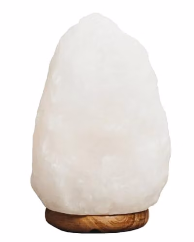 Orsina Nepal Natural White Salt Lamp with Wood Base H 23 x W 12 x D 12 cm