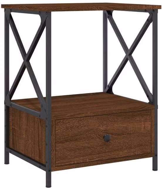 Berkfield Home Brown Oak Bedside Table W/D/H: 50 x 41 x 65 cm