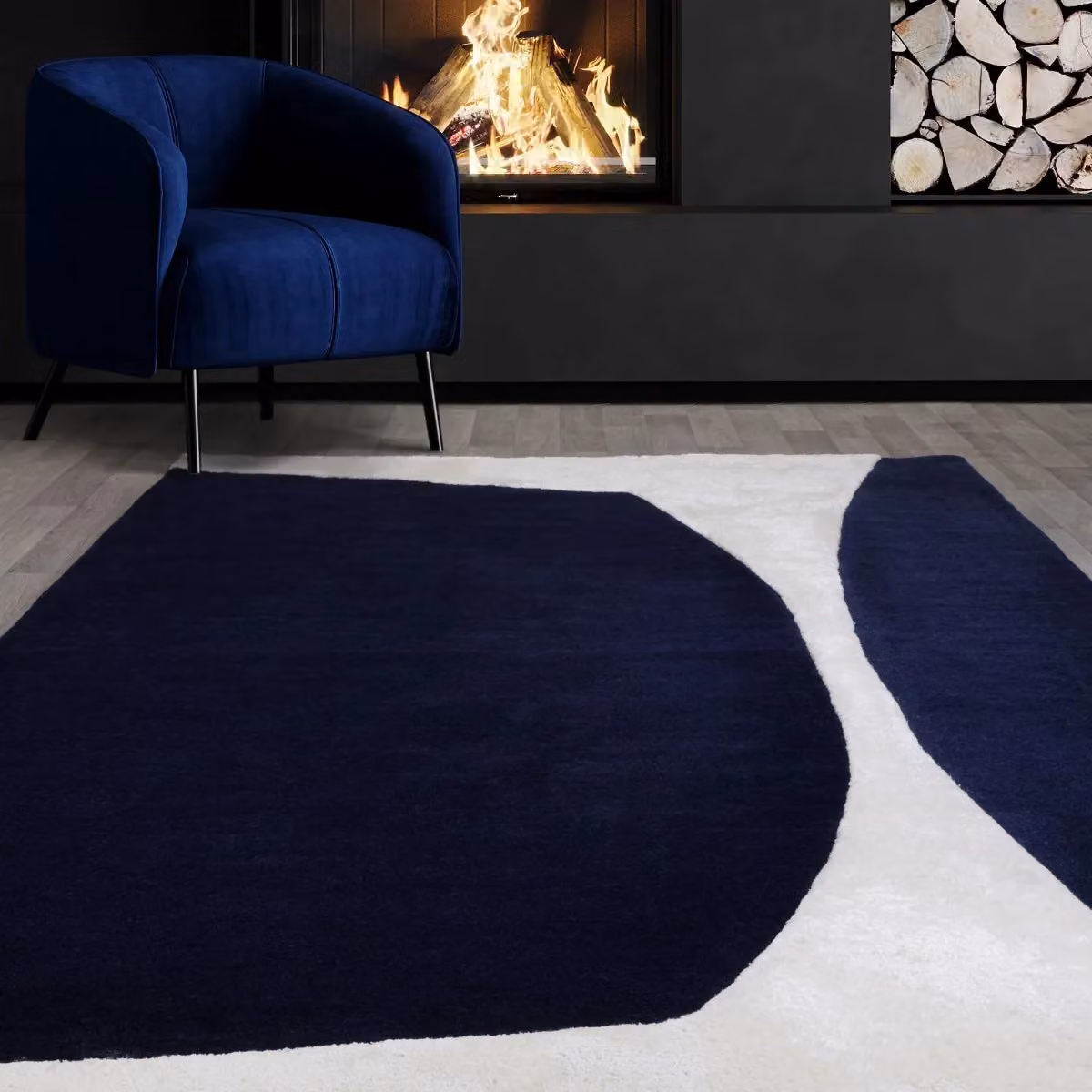 The Rug Shop UK Blue Modern Abstract Hand Made Easy Care Rug W: 160 cm, D: 230 cm – 2