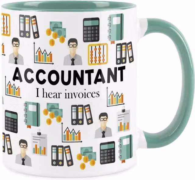Purely Home Novelty Accountant Ceramic Mug in Turquoise