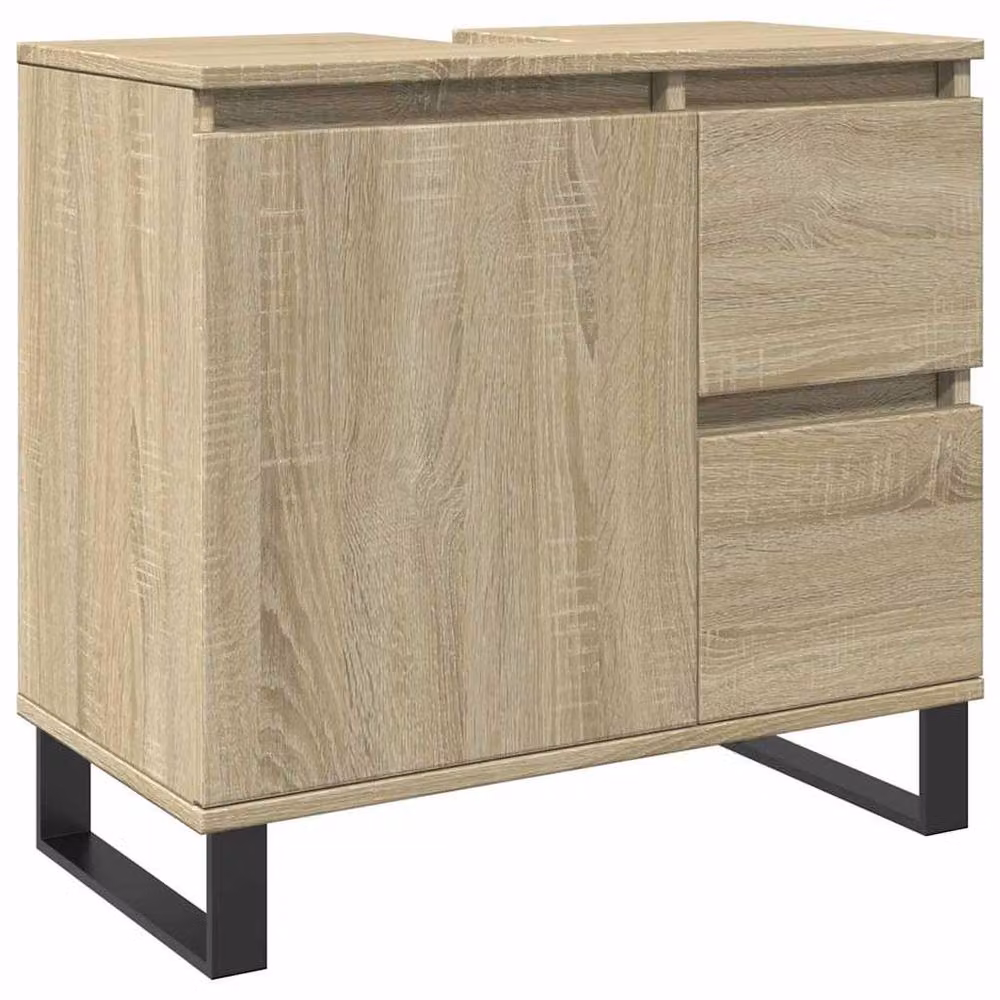Berkfield Home 3 Piece Modern Bathroom Furniture Set in Sonoma Oak and Beige – 2
