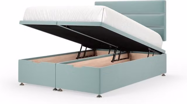 Bedmaster Plush Velvet Ottoman Divan Base in Blue, W/D/H: 90 x 190 cm