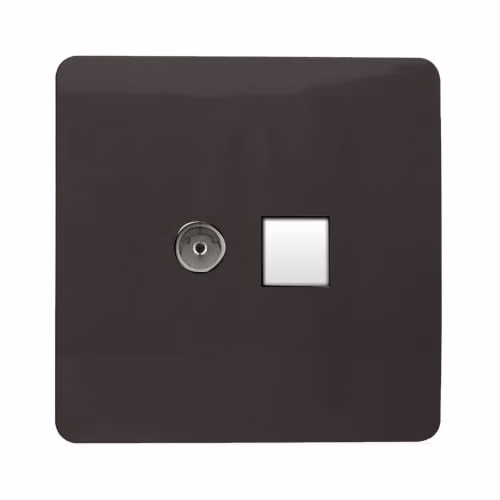 Trendi Switch 2 Gang TV Co-Axial and RJ45 Cat 6 Ethernet Sockets in Dark Mocha Brown – 2