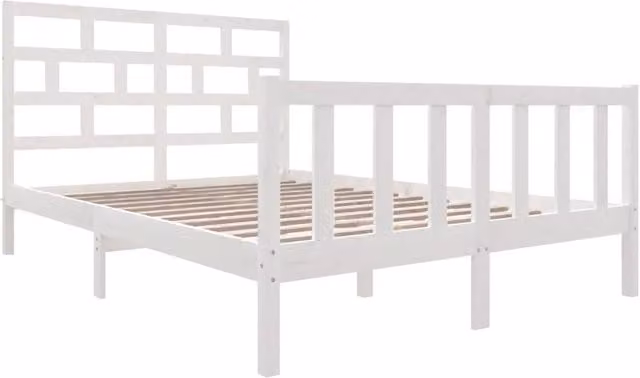 Berkfield Home Beautiful Bed Frame in White Solid Pine, W/D/H: 160 x 200 x 69.5 cm