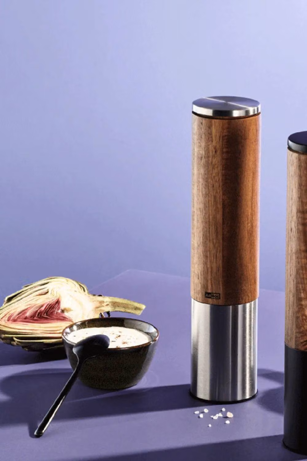 AdHoc eMill.5 Electric Acacia Wood Pepper and Salt Grinder in Brown and Silver – 3
