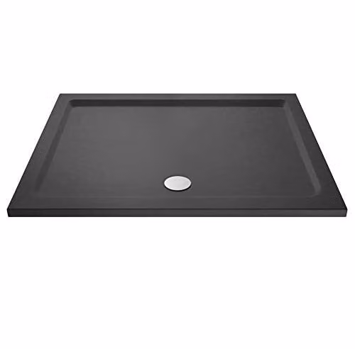Nuie TR71052 Modern Rectangular Slimline Pearlstone Shower Tray, W: 160 cm, D: 76 cm, H: 4 cm, Slate Grey – 1