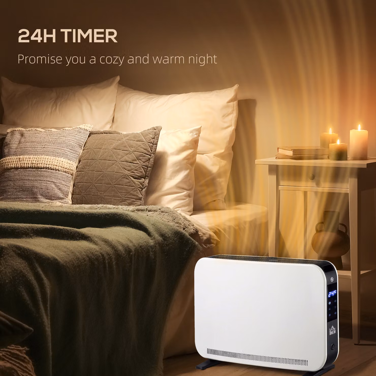 HOMCOM 2180W Portable Electric Convector Heater with 24H Timer and Overheat Protection, White – 5