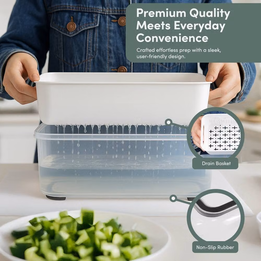 Keplin 7-in-1 Vegetable Chopper with Container, Slicer, Dicer and Grater in White – 3