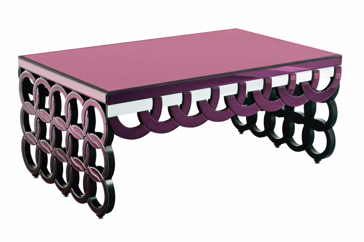 Orsina Modern Rectangular Wooden Coffee Table with Glass Top by Interiors by Premier, Purple – 3