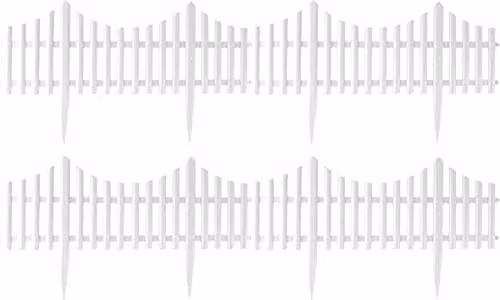 St Helens Home & Garden Wood Effect Garden Edge Fence, White (4 Pack)