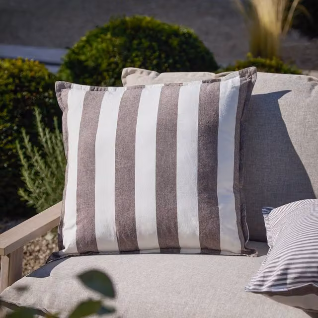 Make It A Home Hayle Striped Cotton Outdoor Cushion, Square, Brown and White