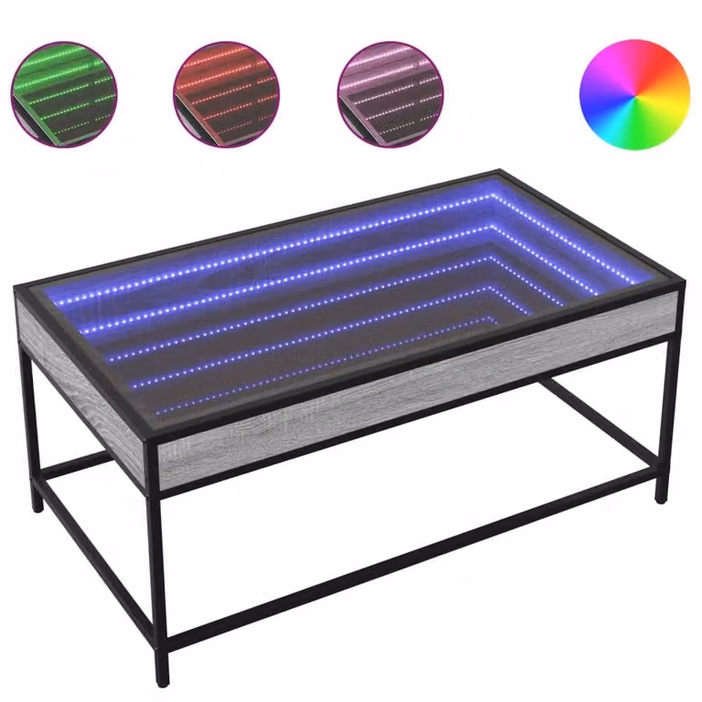 Berkfield Home Infinity LED Decorative Coffee Table in Grey Sonoma, W: 90 cm, D: 50 cm, H: 41 cm