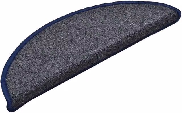 Berkfield Home Self-Adhesive Carpet Stair Treads, 15 Pieces, Dark Grey and Blue, W: 56 cm, D: 17 cm, H: 3 cm – 1