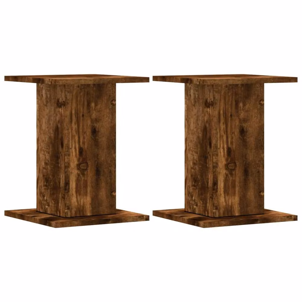 Berkfield Home Set of 2 Smoked Oak Plant Stands in Brown, W/D/H: 30 x 30 x 40 cm – 3