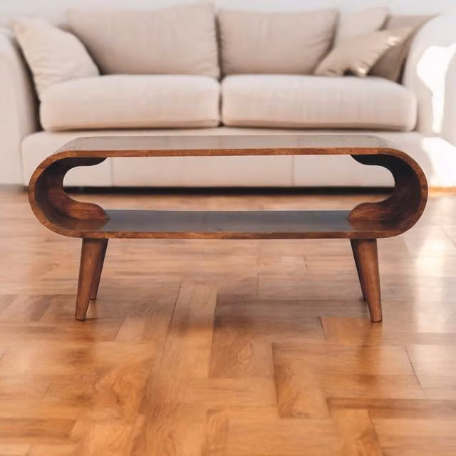 Artisan Furniture Amaya Mango Wood Nordic Style Coffee Table in Brown