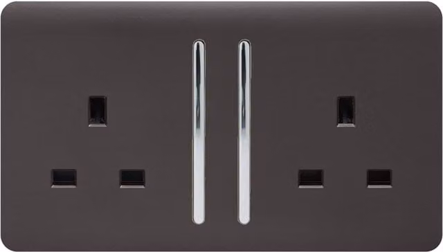 Trendi Switch 2 Gang 13 Amp Flush Switched Plug Socket in Brown